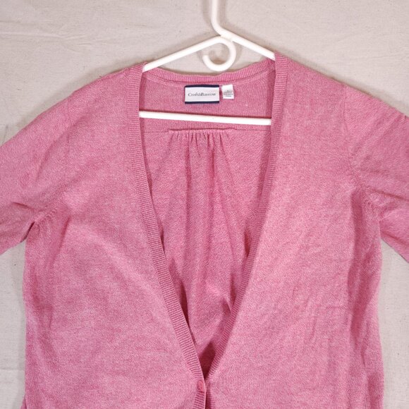 Croft & Barrow Womens Cardigan Sweater L Heather Pink Open Front Layering Preppy - Picture 9 of 16